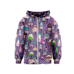 Foraging For Mushrooms Kids  Zipper Hoodie by GardenOfOphir