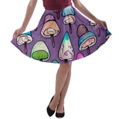 Foraging For Mushrooms A-line Skater Skirt by GardenOfOphir