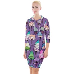 Foraging For Mushrooms Quarter Sleeve Hood Bodycon Dress by GardenOfOphir