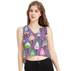 Foraging For Mushrooms V-neck Cropped Tank Top by GardenOfOphir