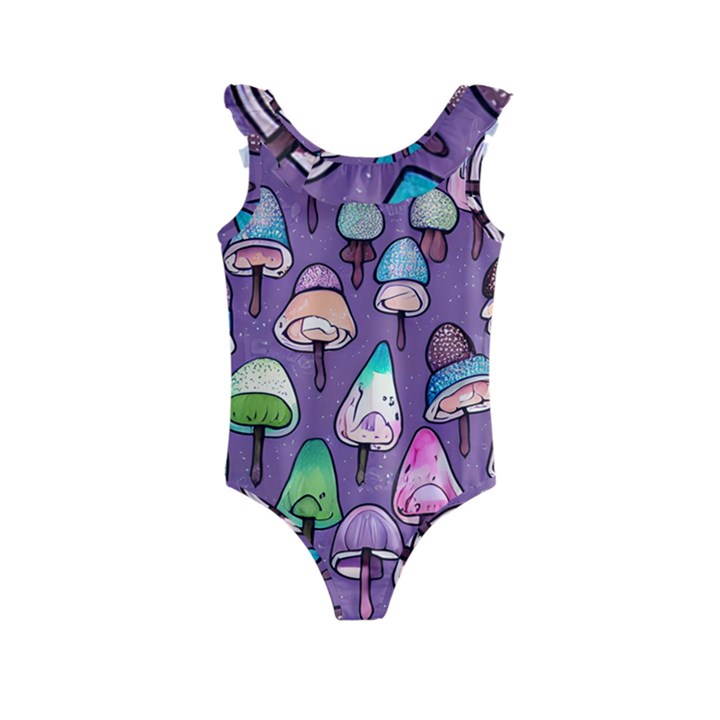 Foraging For Mushrooms Kids  Frill Swimsuit