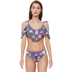 Foraging For Mushrooms Ruffle Edge Tie Up Bikini Set	 by GardenOfOphir