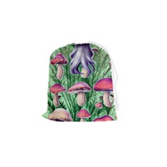 Natural Mushrooms Drawstring Pouch (small) by GardenOfOphir