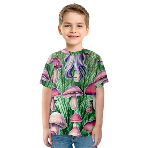 Natural Mushrooms Kids  Sport Mesh Tee by GardenOfOphir