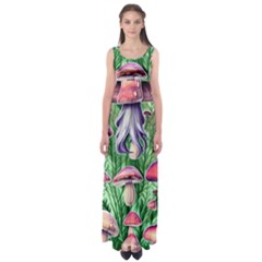 Natural Mushrooms Empire Waist Maxi Dress by GardenOfOphir