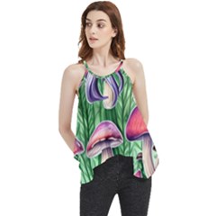 Natural Mushrooms Flowy Camisole Tank Top by GardenOfOphir