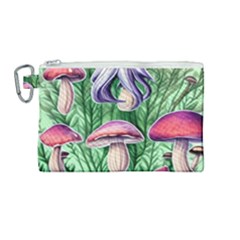 Natural Mushrooms Canvas Cosmetic Bag (medium) by GardenOfOphir