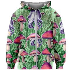 Natural Mushrooms Kids  Zipper Hoodie Without Drawstring by GardenOfOphir