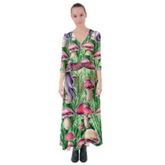 Natural Mushrooms Button Up Maxi Dress by GardenOfOphir