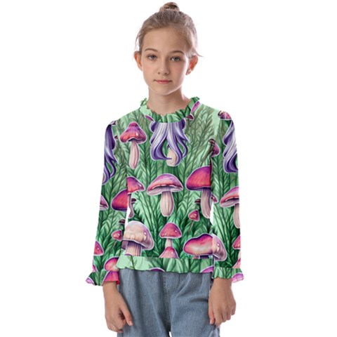 Natural Mushrooms Kids  Frill Detail Tee by GardenOfOphir