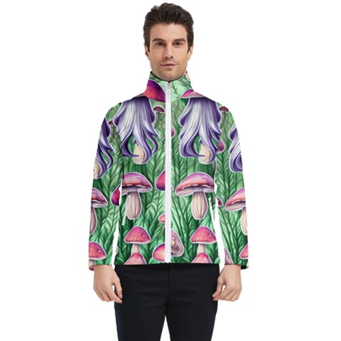 Natural Mushrooms Men s Bomber Jacket by GardenOfOphir