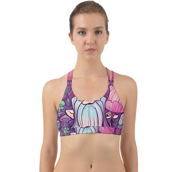 Fairy Mushrooms Back Web Sports Bra