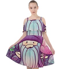 Fairy Mushrooms Cut Out Shoulders Chiffon Dress by GardenOfOphir