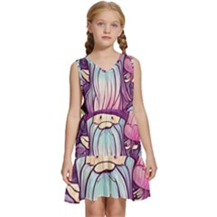 Fairy Mushrooms Kids  Sleeveless Tiered Mini Dress by GardenOfOphir