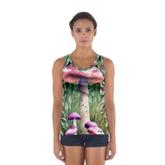 Mushroom Foraging In The Woods Sport Tank Top  by GardenOfOphir