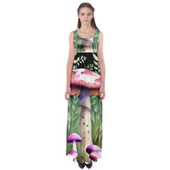 Mushroom Foraging In The Woods Empire Waist Maxi Dress by GardenOfOphir