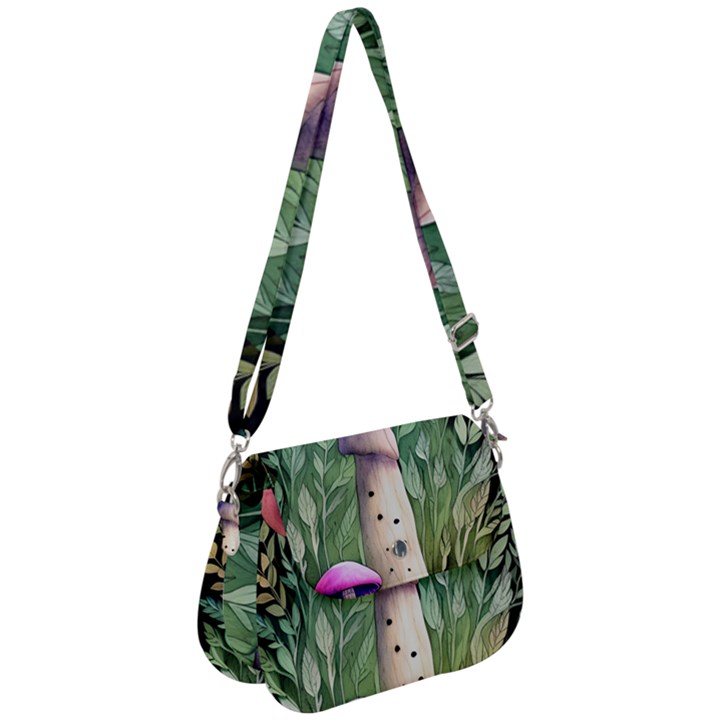 Mushroom Foraging In The Woods Saddle Handbag