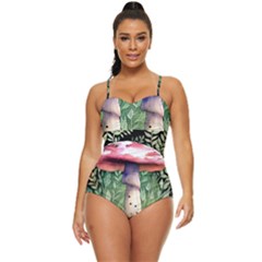 Mushroom Foraging In The Woods Retro Full Coverage Swimsuit by GardenOfOphir