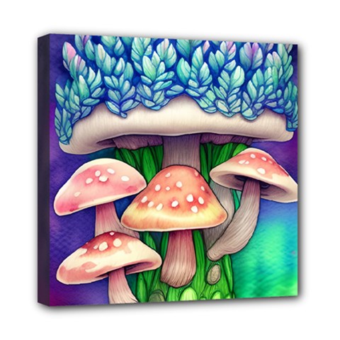 Fairy Mushroom In The Forest Mini Canvas 8  X 8  (stretched) by GardenOfOphir