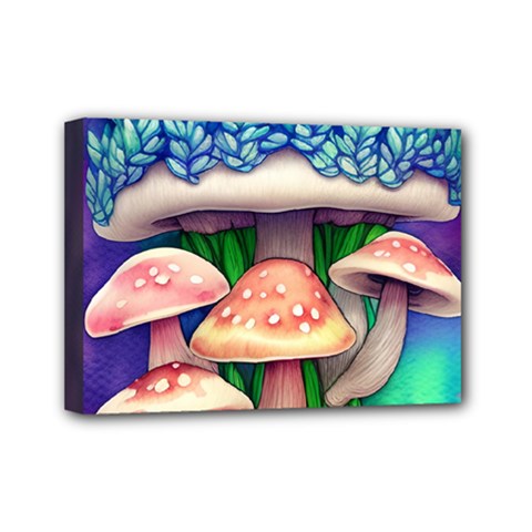 Fairy Mushroom In The Forest Mini Canvas 7  X 5  (stretched) by GardenOfOphir