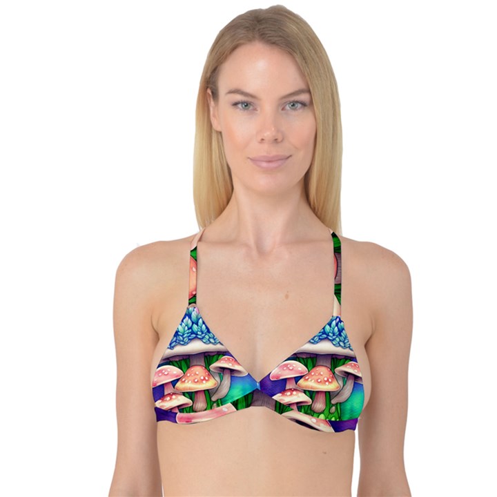 Fairy Mushroom In The Forest Reversible Tri Bikini Top