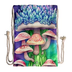 Fairy Mushroom In The Forest Drawstring Bag (large) by GardenOfOphir