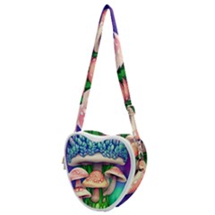 Fairy Mushroom In The Forest Heart Shoulder Bag by GardenOfOphir