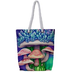 Fairy Mushroom In The Forest Full Print Rope Handle Tote (small) by GardenOfOphir