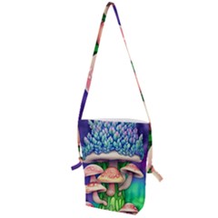 Fairy Mushroom In The Forest Folding Shoulder Bag by GardenOfOphir