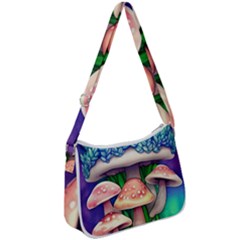 Fairy Mushroom In The Forest Zip Up Shoulder Bag by GardenOfOphir