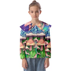 Fairy Mushroom In The Forest Kids  Peter Pan Collar Blouse by GardenOfOphir