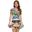 Fairy Mushroom In The Forest V-Neck High Waist Chiffon Mini Dress View1