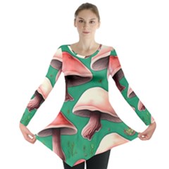 Forest Mushrooms Long Sleeve Tunic  by GardenOfOphir