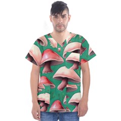 Forest Mushrooms Men s V-Neck Scrub Top