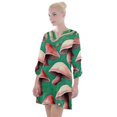 Forest Mushrooms Open Neck Shift Dress