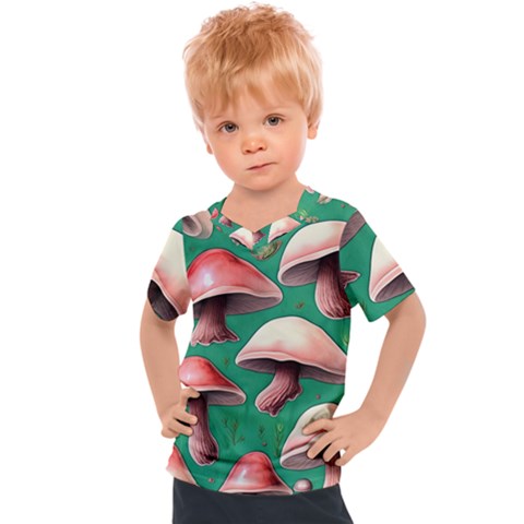 Forest Mushrooms Kids  Sports Tee by GardenOfOphir