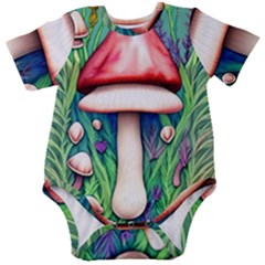 Vintage Forest Mushrooms Baby Short Sleeve Bodysuit by GardenOfOphir