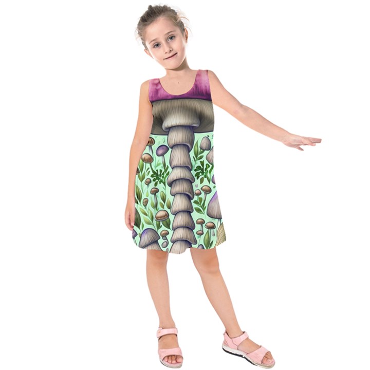 Forest Mushrooms Kids  Sleeveless Dress