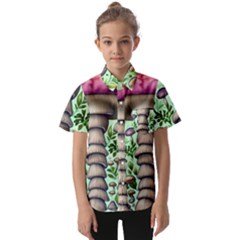 Forest Mushrooms Kids  Short Sleeve Shirt by GardenOfOphir