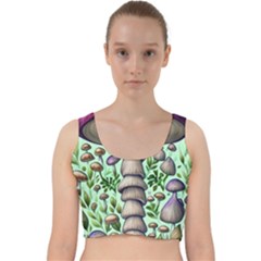 Forest Mushrooms Velvet Racer Back Crop Top by GardenOfOphir