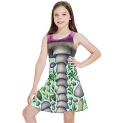 Forest Mushrooms Kids  Lightweight Sleeveless Dress by GardenOfOphir