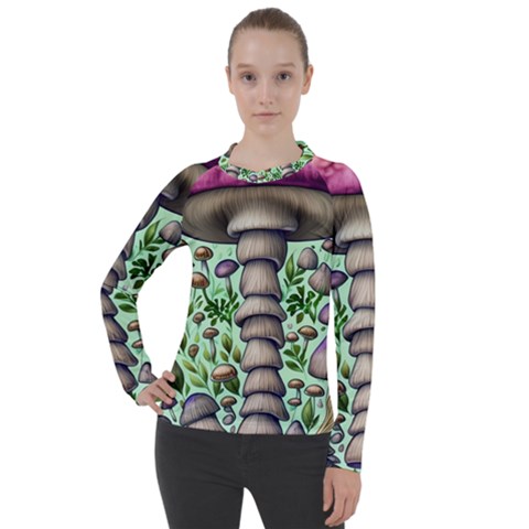 Forest Mushrooms Women s Pique Long Sleeve Tee by GardenOfOphir