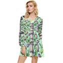 Forest Mushrooms Tiered Long Sleeve Mini Dress View1