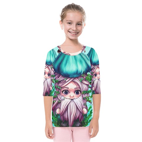 Witchy Forest Mushrooms Kids  Quarter Sleeve Raglan Tee by GardenOfOphir