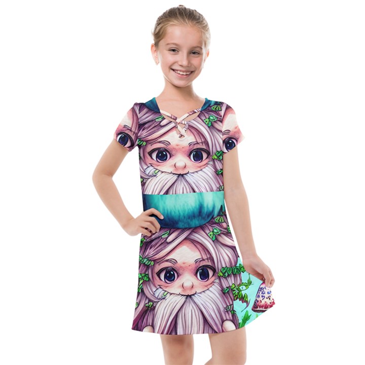 Witchy Forest Mushrooms Kids  Cross Web Dress