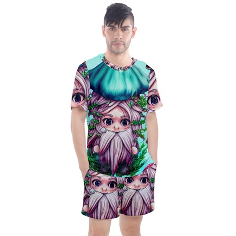 Witchy Forest Mushrooms Men s Mesh Tee And Shorts Set by GardenOfOphir