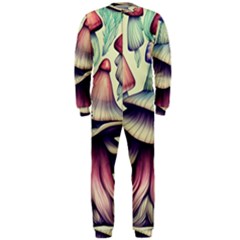 Antique Forest Mushrooms Onepiece Jumpsuit (men) by GardenOfOphir