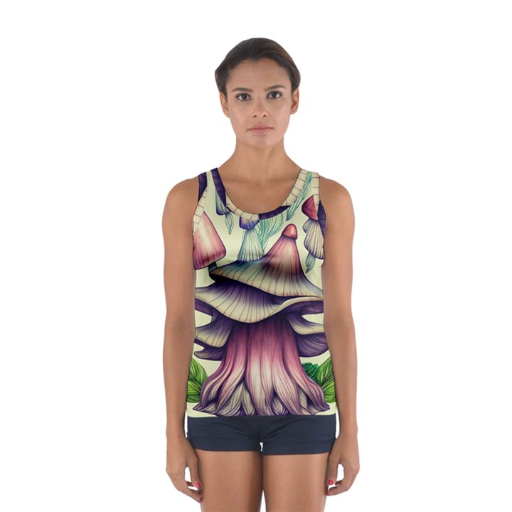 Antique Forest Mushrooms Sport Tank Top 