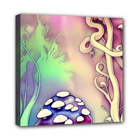 Tiny Forest Mushroom Fairy Mini Canvas 8  X 8  (stretched) by GardenOfOphir