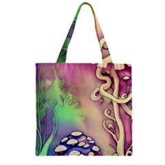 Tiny Forest Mushroom Fairy Zipper Grocery Tote Bag by GardenOfOphir